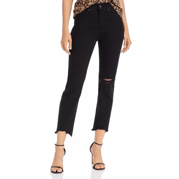 Levi's 724 High Rise Crop Straight Leg Jeans in Black - Picture 2 of 7
